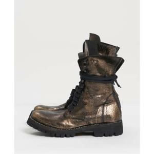 NEW MASNADA women's italian military boot in cracked gold